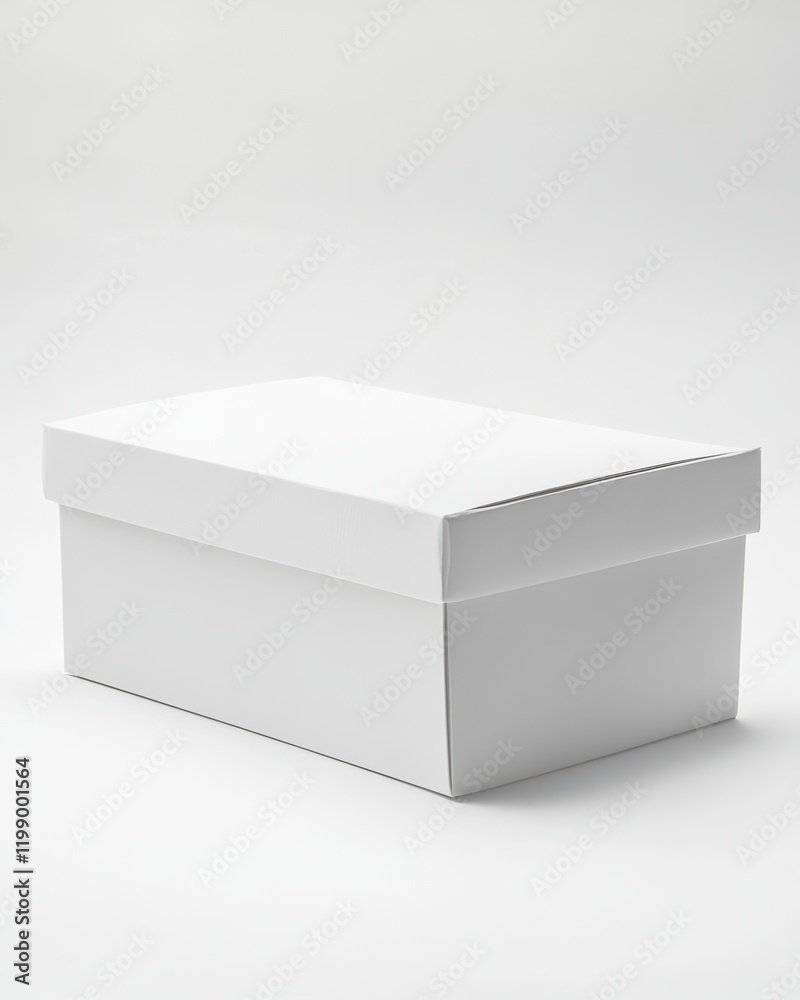 A Single White Cardboard Box Sits On A White Background A Single White Cardboard Box Sits On A White Background