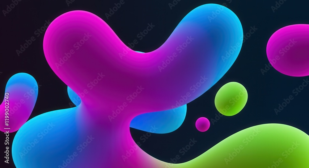 A colorful abstract background with shapes and blobs.