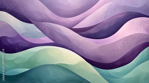 Smooth arcs in lavender and sage green, flowing across the canvas like a gentle breeze photo