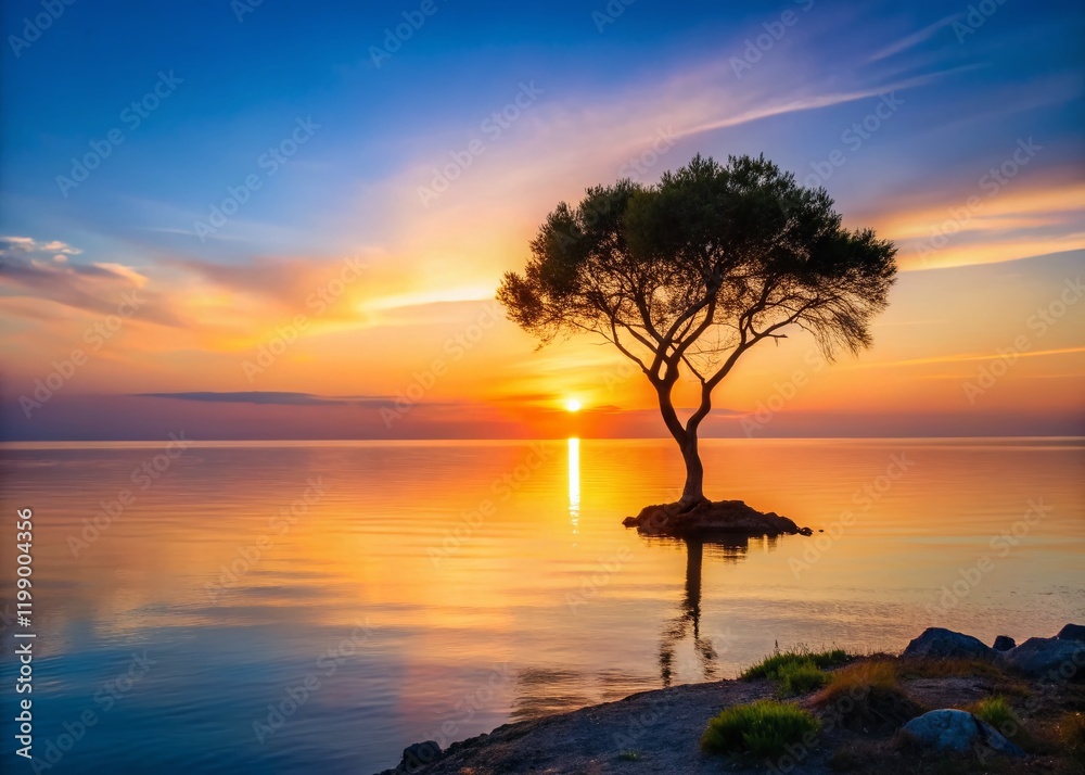 Minimalist Sicilian Sunrise: Alba Siracusa Coastal Scene Minimalist Sicilian Sunrise: Alba Siracusa Coastal Scene