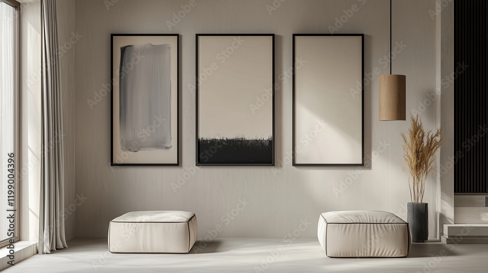 Monochrome abstract art in beige and black, minimalist design. Monochrome abstract art in beige and black, minimalist design.