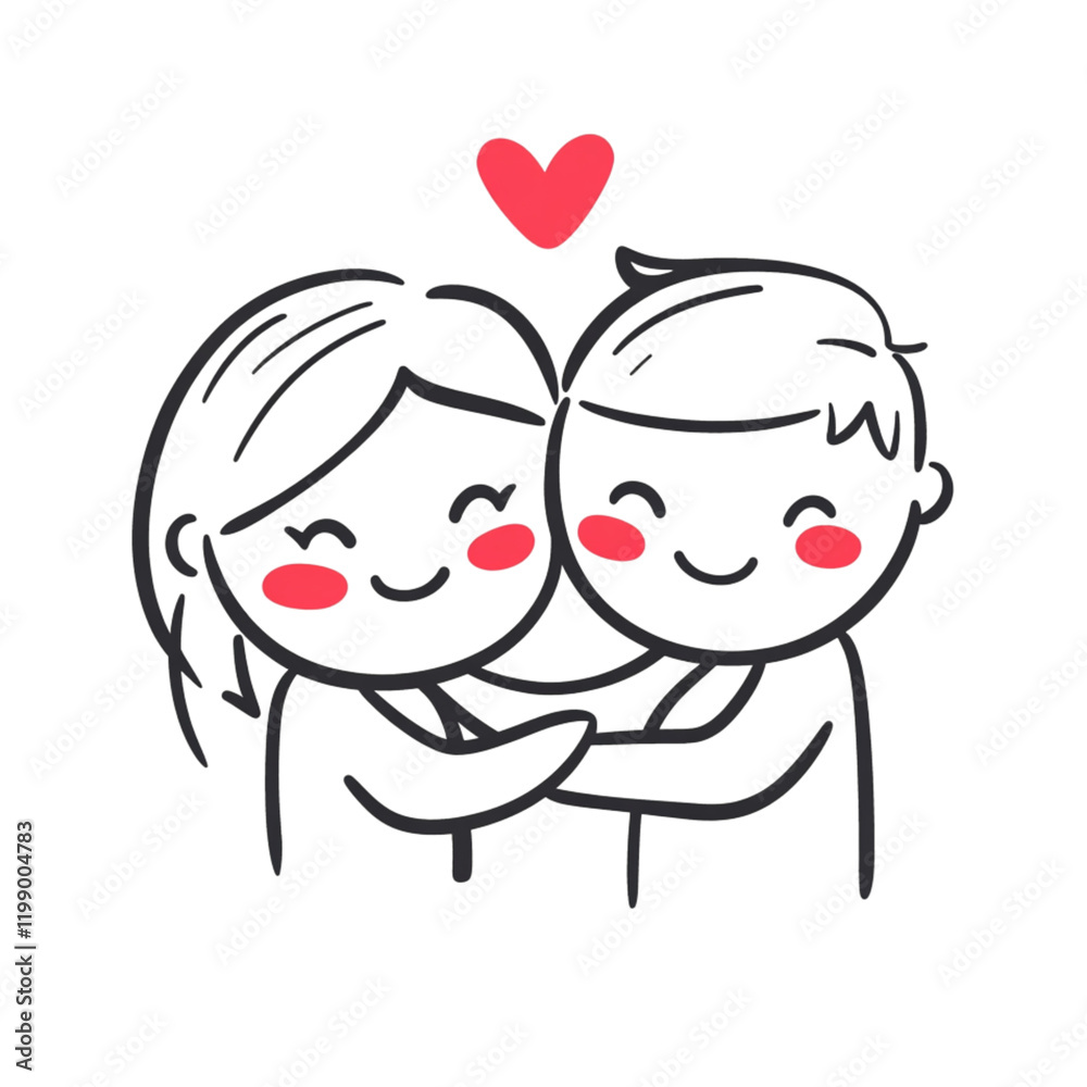The image could be named Happy children with love and hearts in a Valentine-themed cartoon design The image could be named Happy children with love and hearts in a Valentine-themed cartoon design