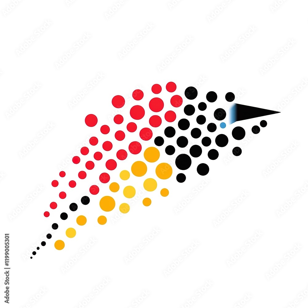 Abstract Left-Facing Arrow with Halftone Dots Abstract Left-Facing Arrow with Halftone Dots