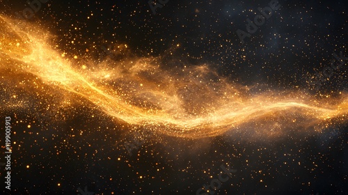 Soft glowing particles drifting in slow motion, creating trails of light in a dark void