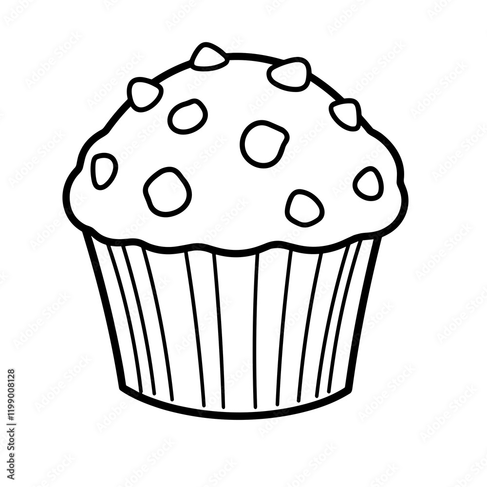 Easy and bold coloring page of a cupcake Easy and bold coloring page of a cupcake