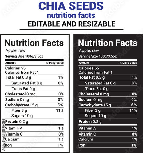 chia seeds nutrition facts, chia seeds nutrition facts design,chia seeds nitration facts template