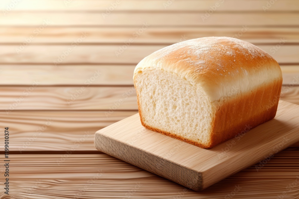 A loaf of bread on wooden board isolated on wooden background A loaf of bread on wooden board isolated on wooden background