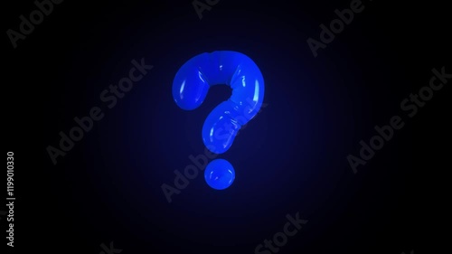 Blue Latex Balloon in Question Mark Shape - 4K Animation - Dark Background