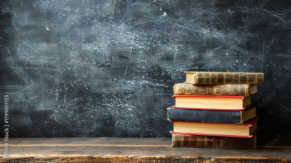 Fotografie Education concept - books on the desk in the auditorium