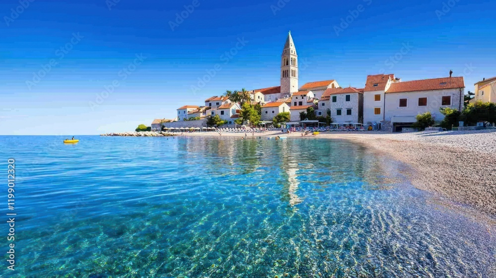 Fototapeta premium Coastal Town by the Mediterranean Sea