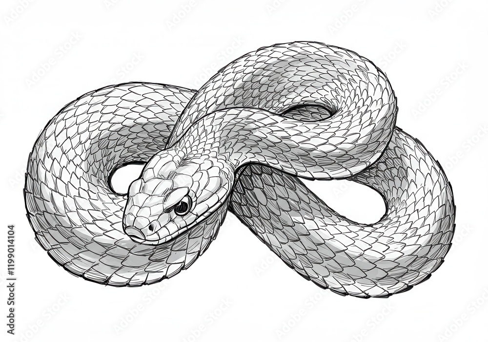 Obraz premium Infinity snake in black and white line art design