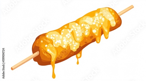 Corn Dog Vector Isolated Illustration 2D Single Food Design Element photo