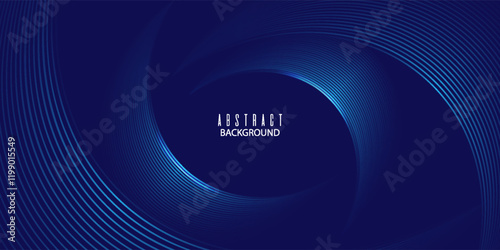 Abstract dark blue modern futuristic banner background. Glowing blue oval lines pattern design. Swirl ellipse lines element. Circular motion. Suit for banner, brochure, cover, flyer, website