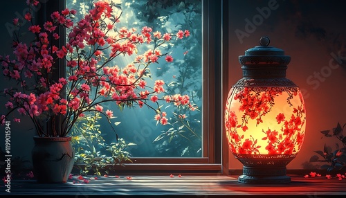 Muslim Holy Month Ramadan with Ornamental Arabic Lantern