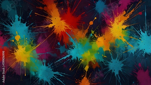 Abstract grunge art background texture with colorful paint splashes Generative AI

