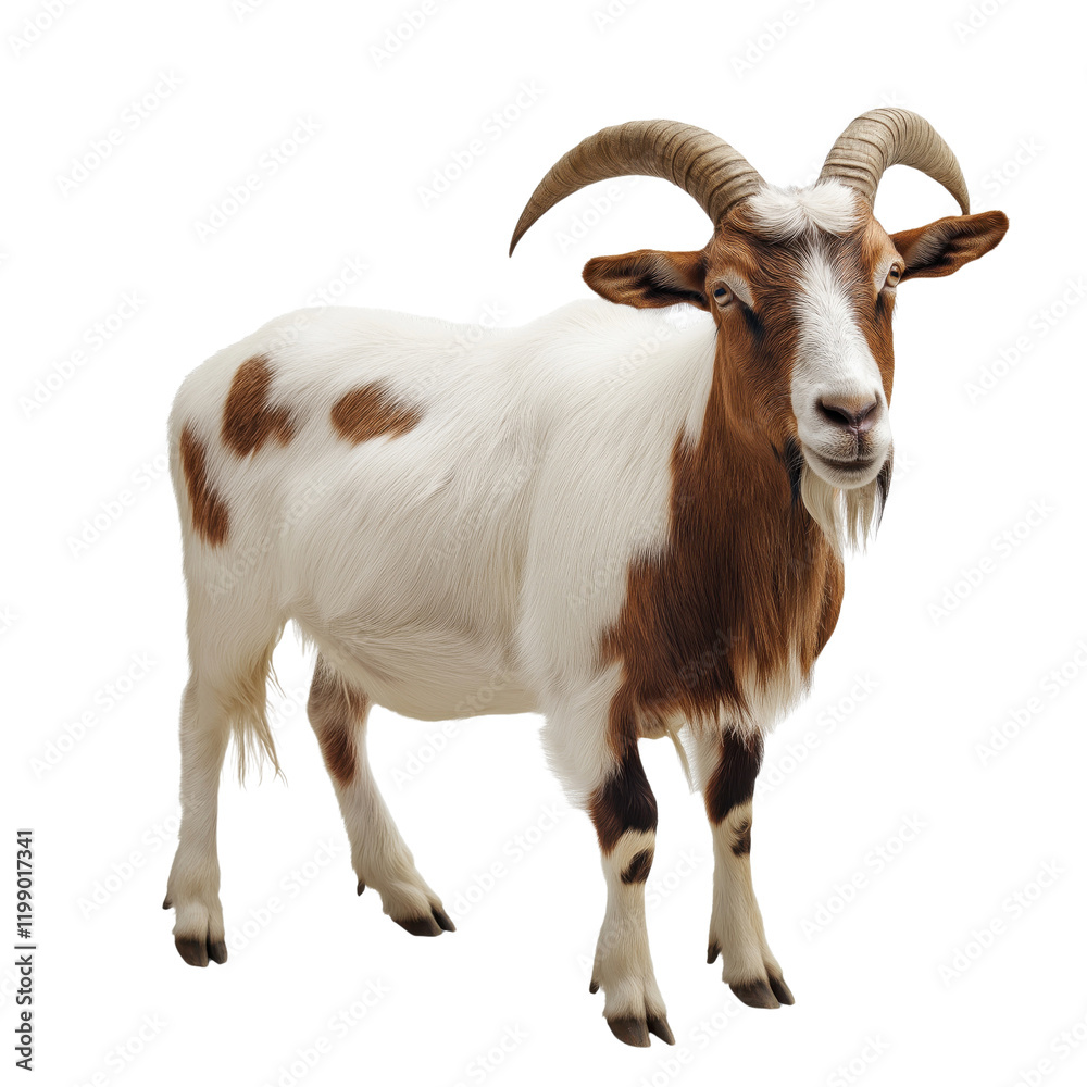 A animal from a farm, goat on isolated transparent background
