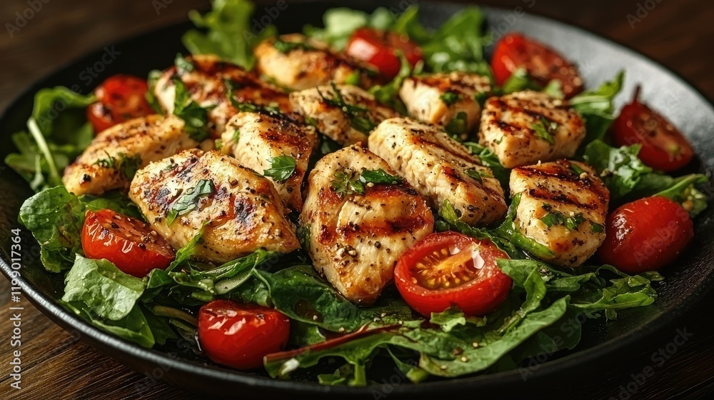 Grilled Chicken Salad with Tomatoes and Greens Grilled Chicken Salad with Tomatoes and Greens