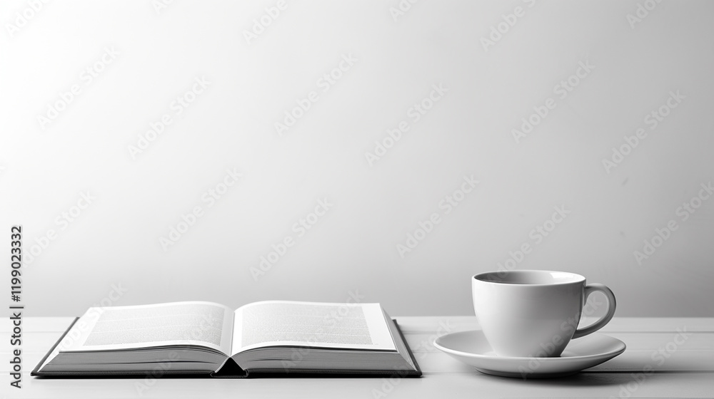 Coffee cup and book with white background Coffee cup and book with white background