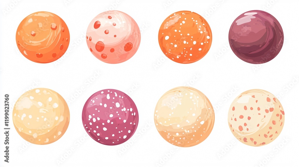 Fototapeta premium Fish Balls Vector Illustration Isolated on White Background 2D