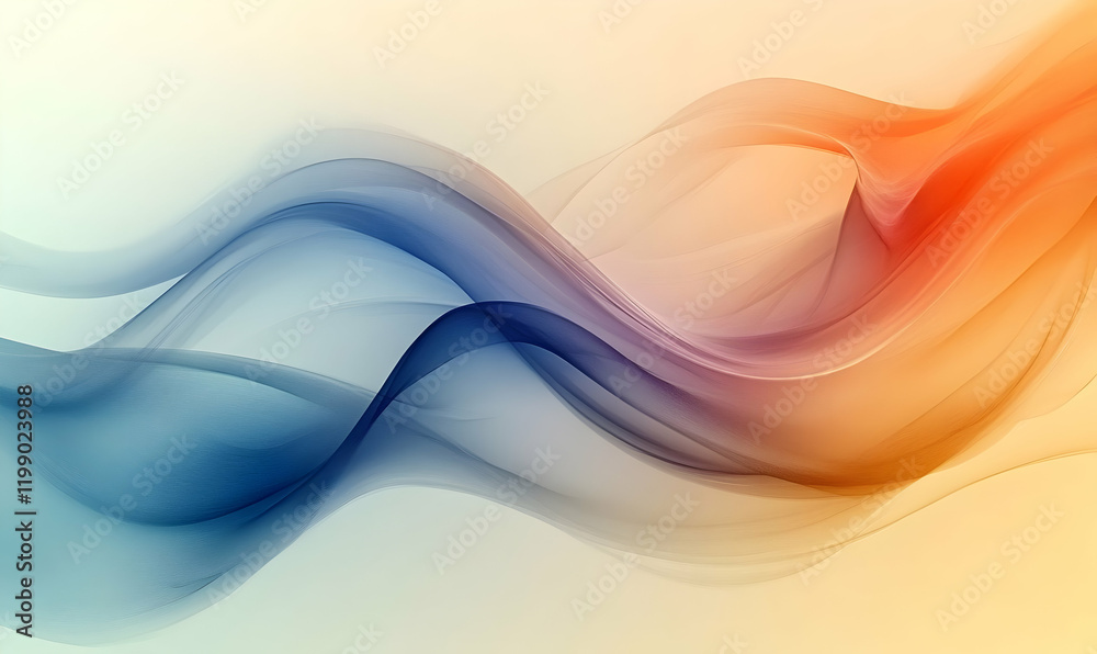 Abstract swirling waves, orange blue, soft background, website design