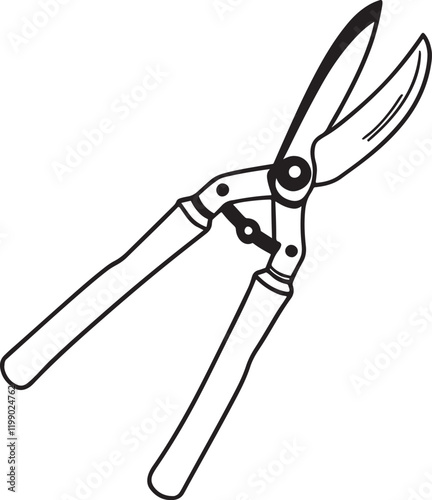 Pruning Shears Rustic Tool for Gardening, Silhouette vector art illustration