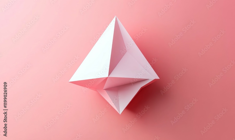 A futuristic polygonal shape rendered in 3D with a triangulated surface on a modern background A futuristic polygonal shape rendered in 3D with a triangulated surface on a modern background