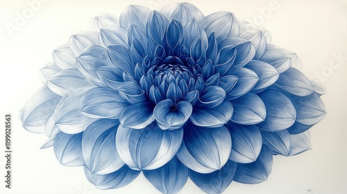 Close-up of a large, blue dahlia flower.