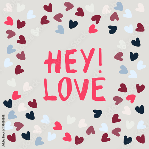 Card hand drawn like a sketch. Vector element for greeting card, social media post. Love, Romance, Valentines Day concept