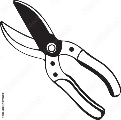 Pruning Shears Rustic Tool for Gardening, Silhouette vector art illustration