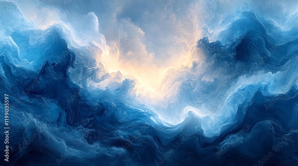 Naklejka premium Abstract Artistic Water and Sky Inspired Digital Artwork. Generative AI