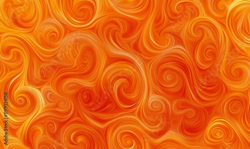 Abstract orange swirly seamless tile pattern repeating, vibrant, seamless, minimalist, swirly design, design element
