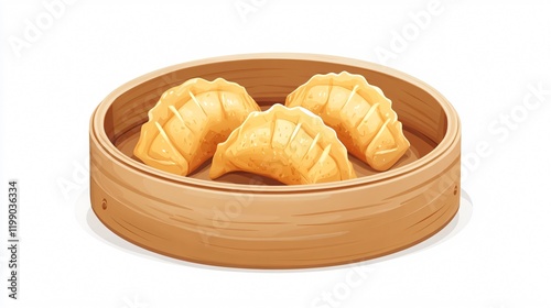 Half Moon Dim Sum Dumpling Vector Isolated Illustration