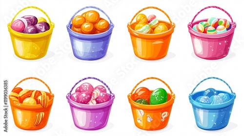 Halloween Candy Bucket Icon with Transparent Background for Festive Designs