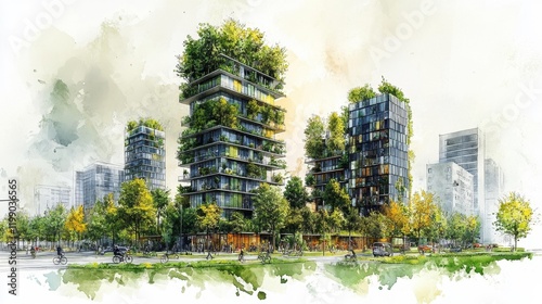 Sustainable Urban Green City Concept. Generative AI