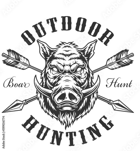 Outdoor, Hunting Badge - Vintage, Vector