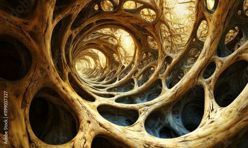 Abstract view of wooden cortex with twisted patterns, pattern, abstract, bark, intricate