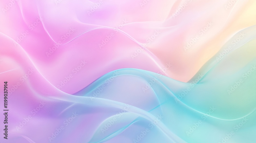 Fototapeta premium Pastel Wave Abstract, Soft Gradient Surreal, Dreamy Flowing Colors, Subtle Blend Art