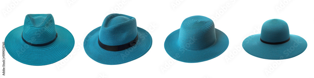 Vibrant Teal Straw Hat with Wide Brim for Summer Vacation and Beach Outings Showcasing a stylish and trendy design Vibrant Teal Straw Hat with Wide Brim for Summer Vacation and Beach Outings Showcasing a stylish and trendy design