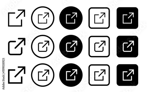 External link icons. Web chain open link to attached website. External link icon vector sign.