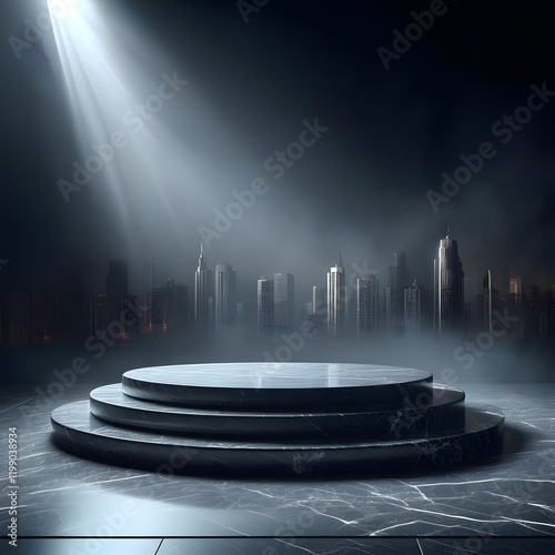 Marble Majesty Urban Spotlight on Black Podium