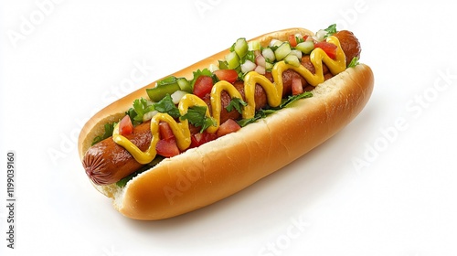 Hot Dog Icon Vector: Minimalist 2D Flat Design for Isolated Placement