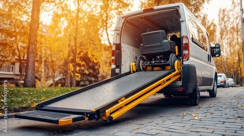 Wheelchair Accessible Van with Ramp in Autumn Setting