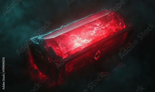 An inanimate object emitting a vibrant red glow in the dark