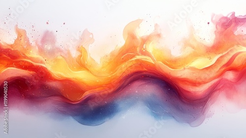 Fiery Abstract Watercolor Flames. Generative AI photo