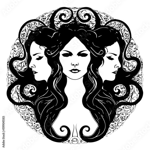 Lilith – A Stunning and Symbolic Representation of the Mythological Figure. Perfect for Spiritual Art, Esoteric Decor, Tattoos, Posters. Feminine Power, Mystery, and Independence