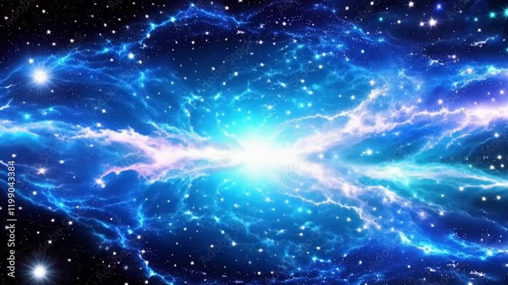 Blue bright galaxy panorama, abstract cosmic space, Infinite outer space animated background with galaxies and stars Blue bright galaxy panorama, abstract cosmic space, Infinite outer space animated background with galaxies and stars