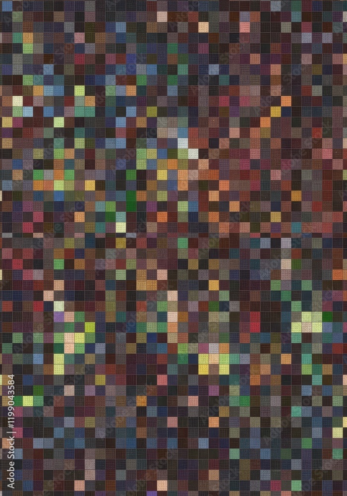 Fototapeta premium Vibrant mosaic pattern with multicolored squares and digital texture