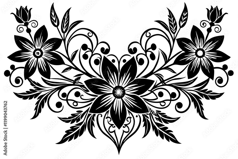 Floral ornaments on a white background vector art illustration Floral ornaments on a white background vector art illustration