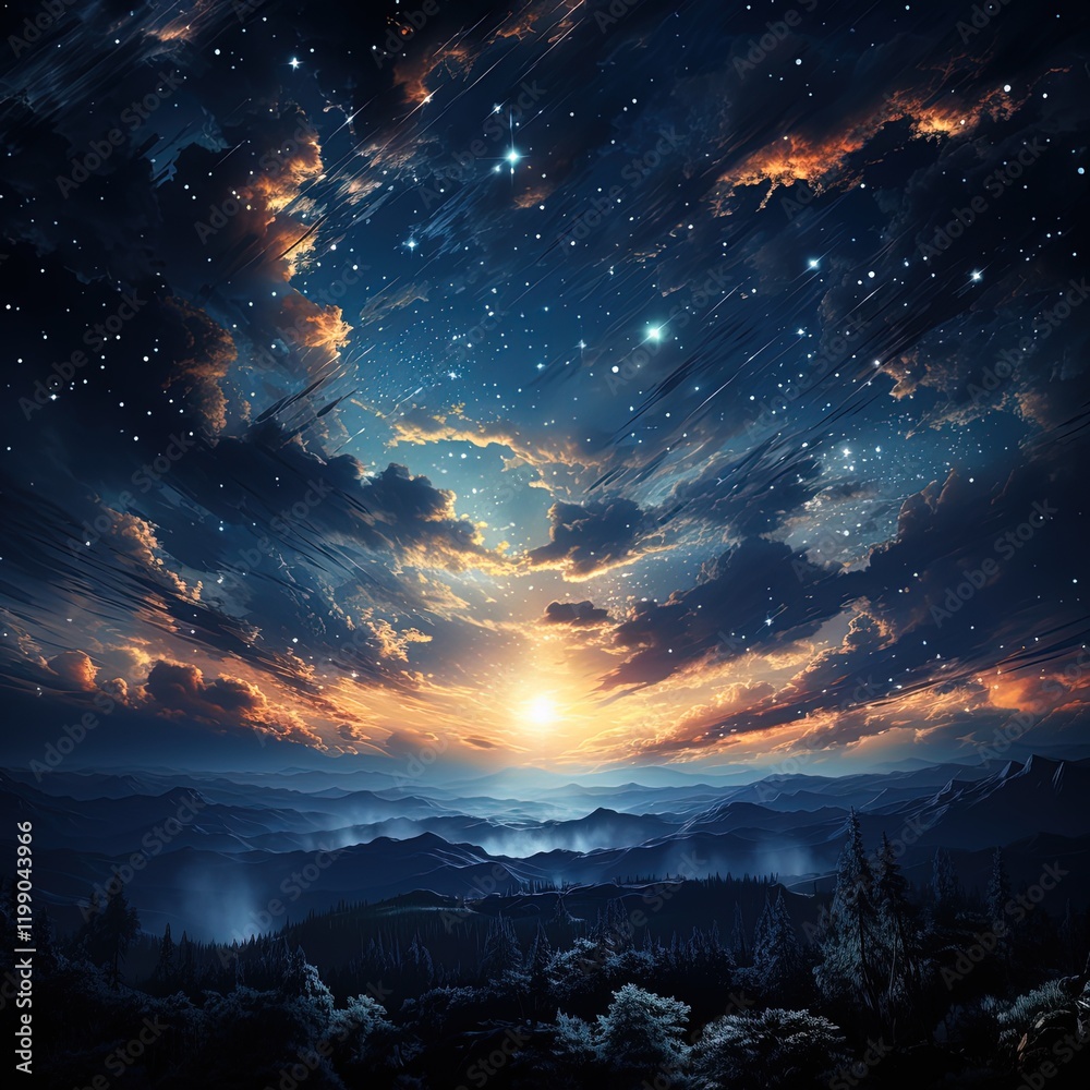 Fototapeta premium Dark Starry Sky with an Infinite Galactic Background