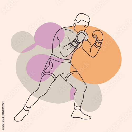 minimalistic vector silhouette of a boxer in a dynamic fighting stance 